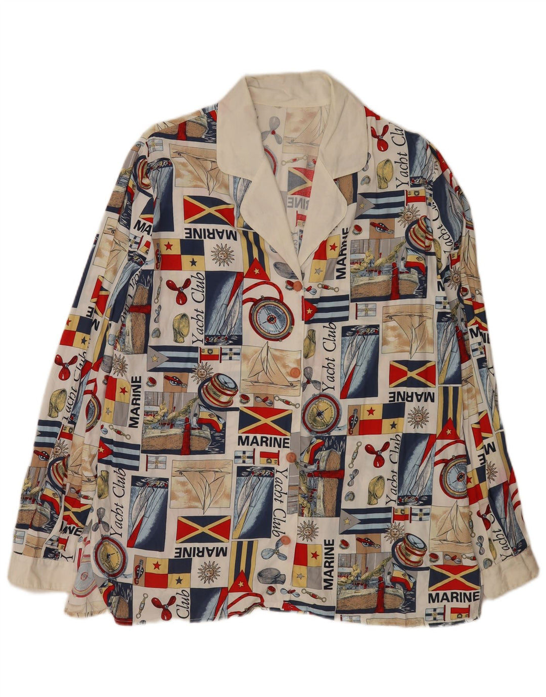 Vintage Kvinder Abstrakt Grafisk Skjorte Bluse UK 16 Stor Flerfarvet