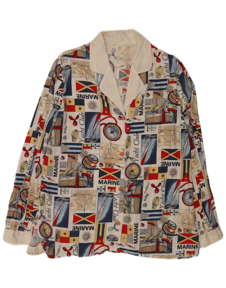Vintage Kvinder Abstrakt Grafisk Skjorte Bluse UK 16 Stor Flerfarvet