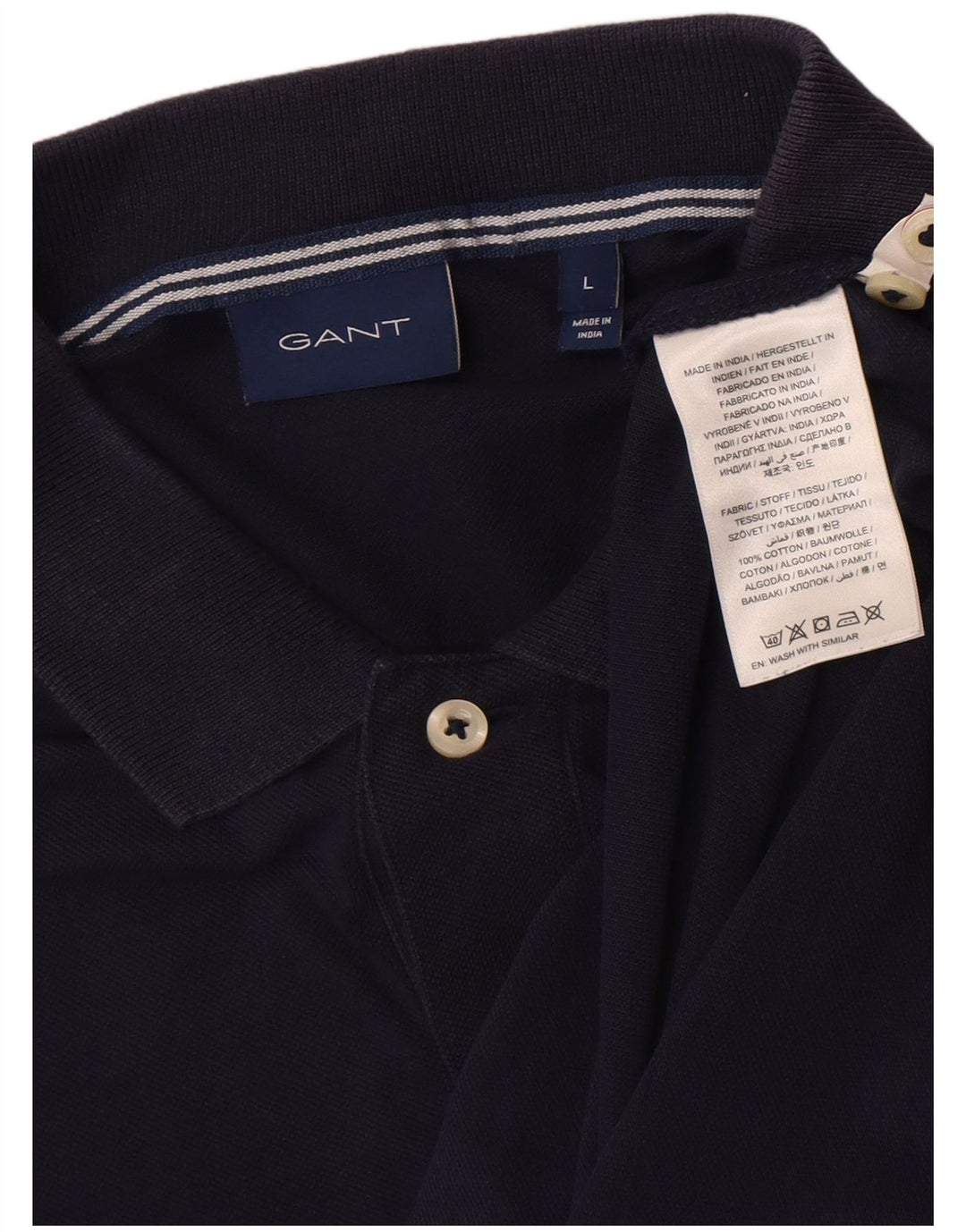 Gant Langærmet Polo Shirt til mænd Stor marineblå bomuld