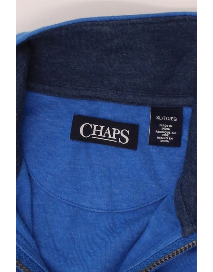 CHAPS Mens Zip Neck Top Long Sleeve XL Blue Cotton Vintage Chaps and Second-Hand Chaps from Messina Hembry 