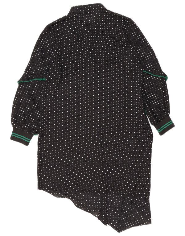 Zara Dame Langærmet Skjortekjole UK 14 Medium Black Spotted Modern