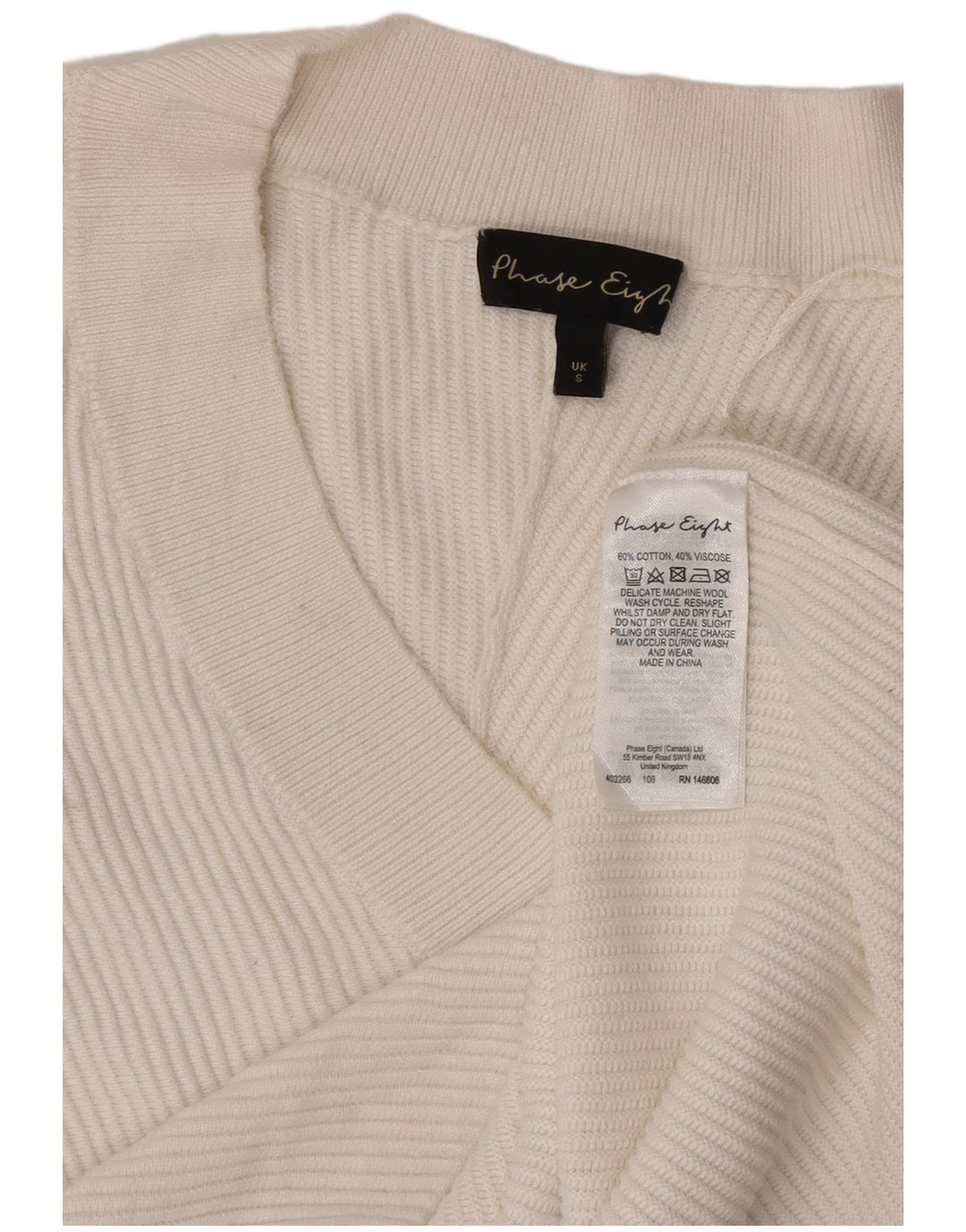Phase Eight Womens Oversized Crop V-hals sweater UK 10 Small White