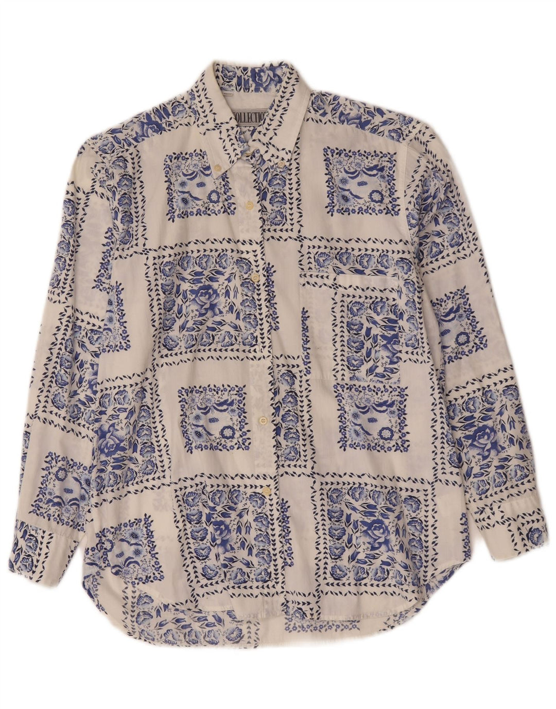 Collection Dameskjorte str. 42/44 Large White Floral Cotton