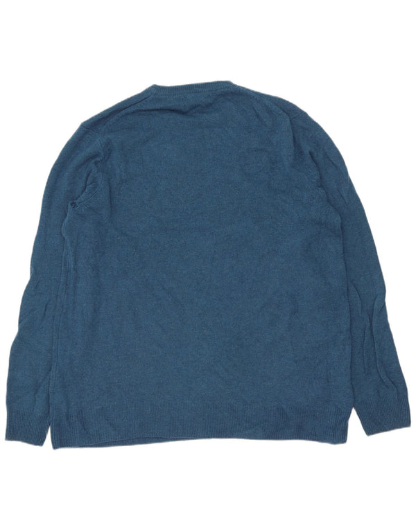 Marks & Spencer Herre sweater med rund hals, stor blå lammeuld