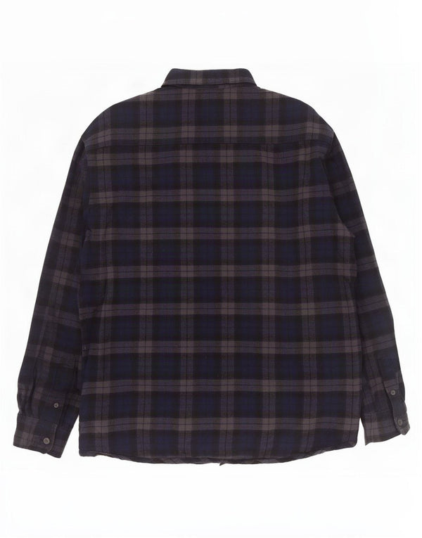 Vintage herre skovhugger flannel skjorte medium marineblå Chevron bomuld