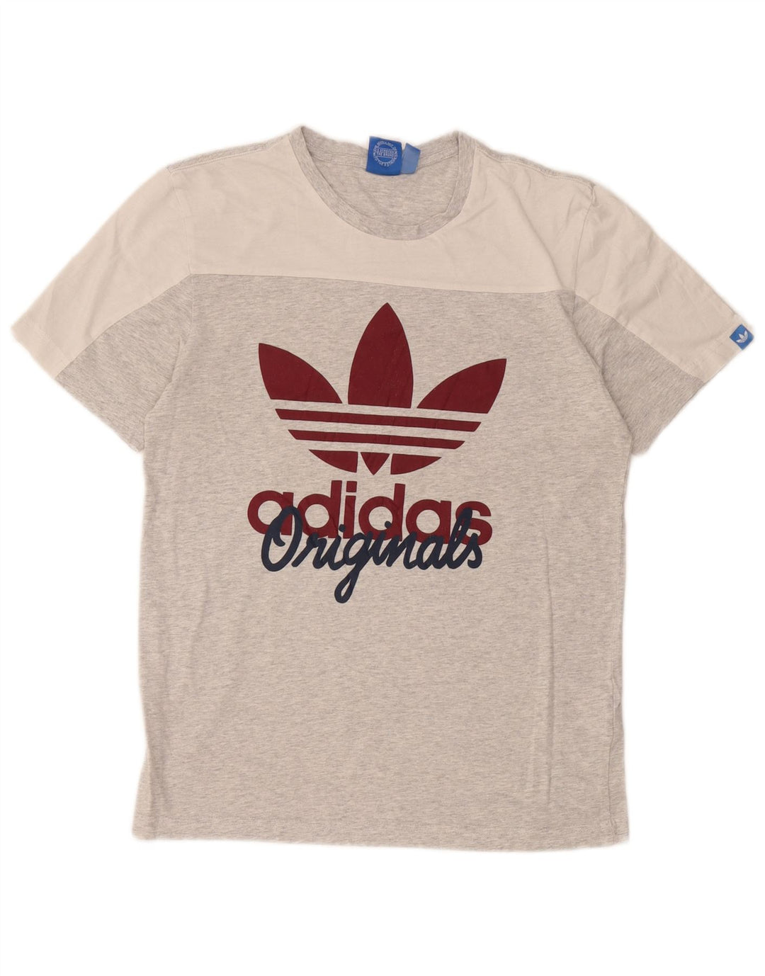 Adidas Herre Grafisk T-Shirt Top Lille Grå Colourblock Bomuld