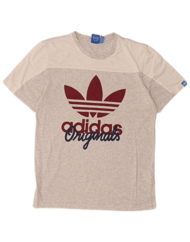 Adidas Herre Grafisk T-Shirt Top Lille Grå Colourblock Bomuld