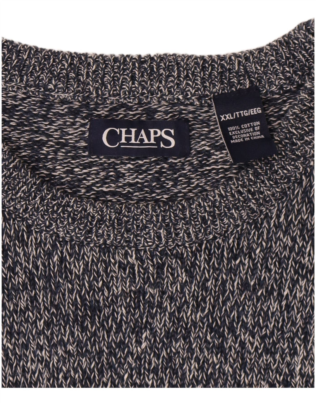 Chaps Herre Crew Neck Jumper Sweater 2XL Navy Blue Flecked Bomuld