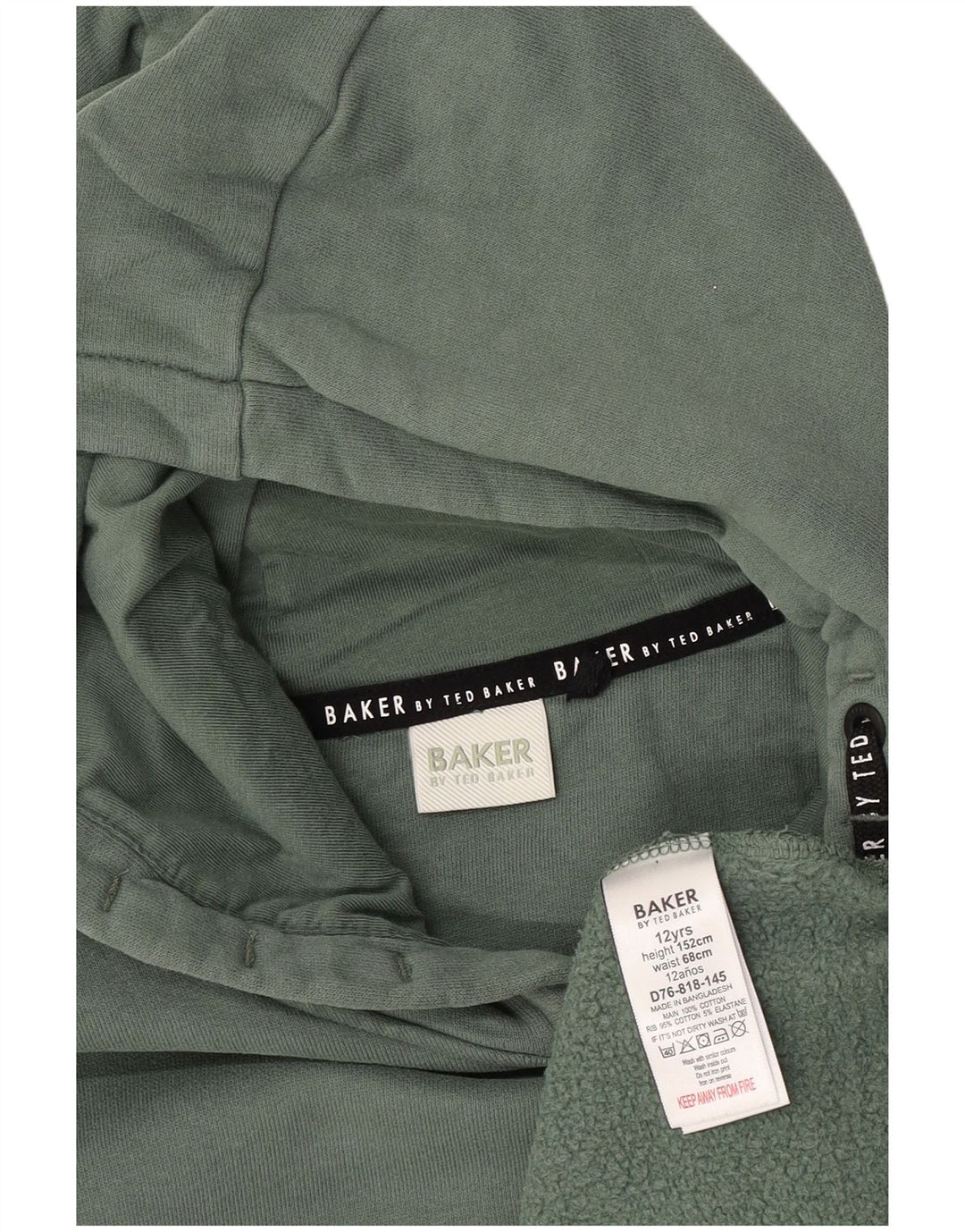 TED BAKER Grafisk hættetrøje til piger 11-12 år Grøn bomuld