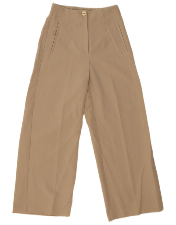 Zara kvinders højtaljede chinobukser med brede ben Small W26 L26 Beige