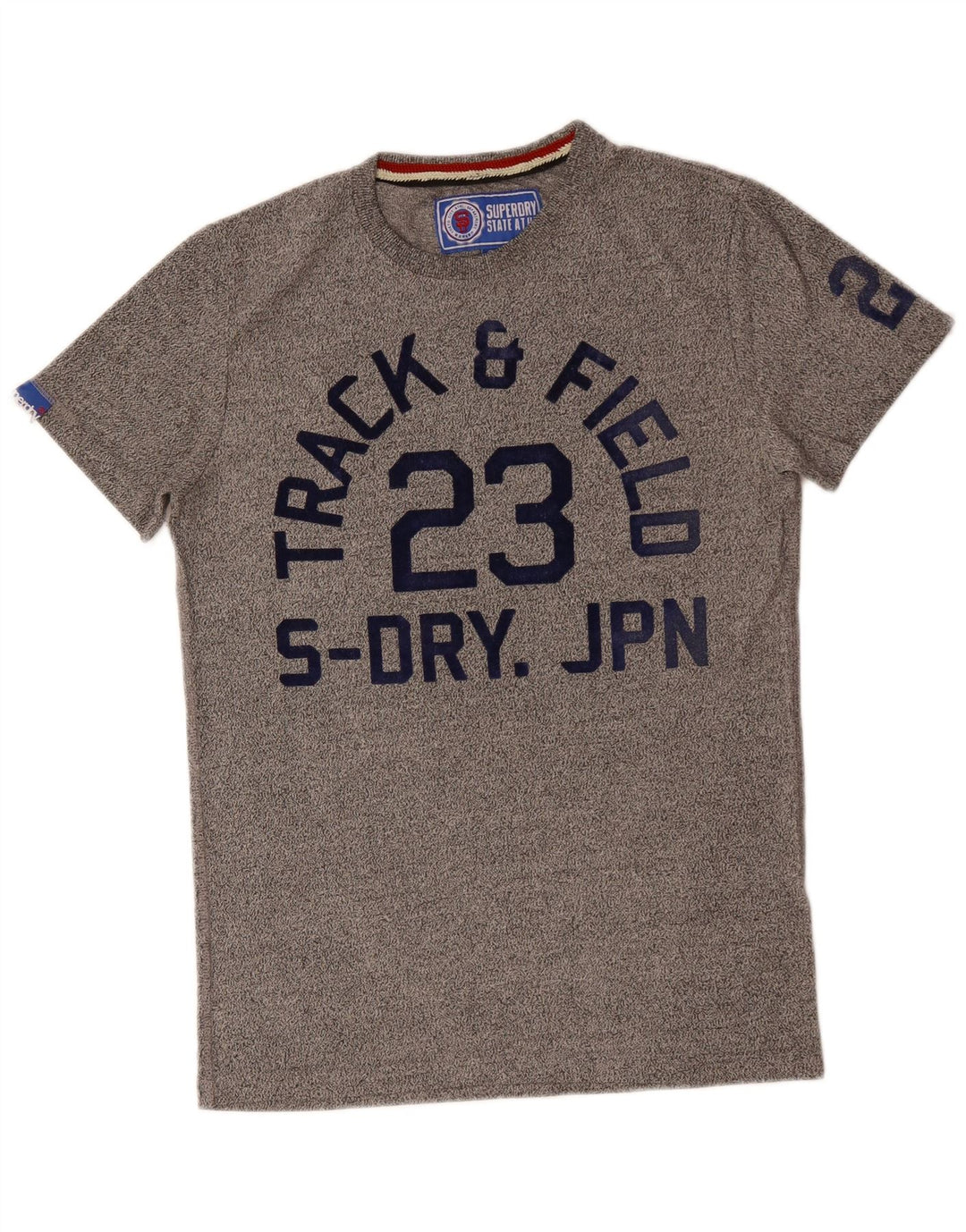 SUPERDRY Herre Track & Field Grafisk T-Shirt Top Lille Grå Bomuld