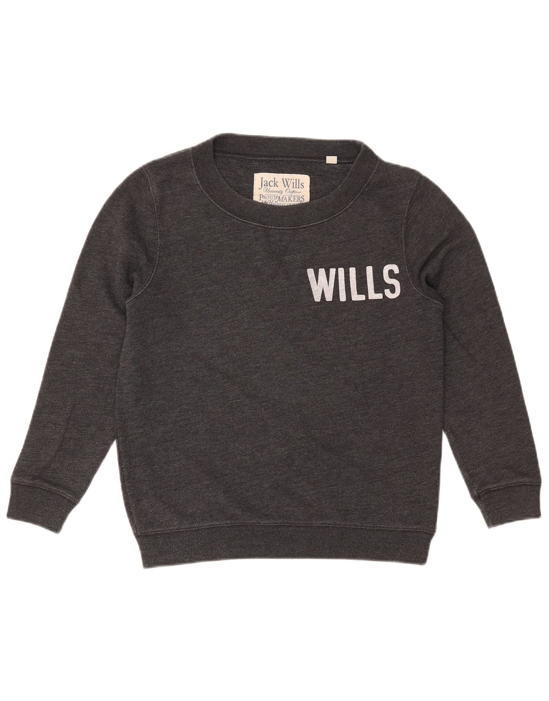 JACK WILLS Dame Grafisk Oversized Sweatshirt Jumper UK 8 Lille Grå