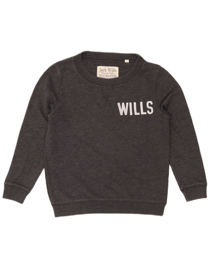 JACK WILLS Dame Grafisk Oversized Sweatshirt Jumper UK 8 Lille Grå