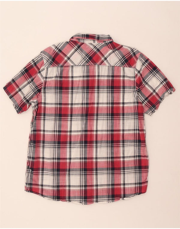 Weird Fish Mens Short Sleeve Shirt Large Red Check Cotton