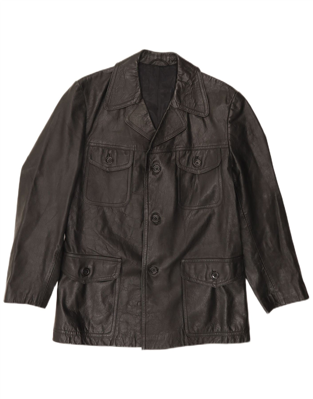 VINTAGE Herre Læderjakke UK 38 Medium Sort