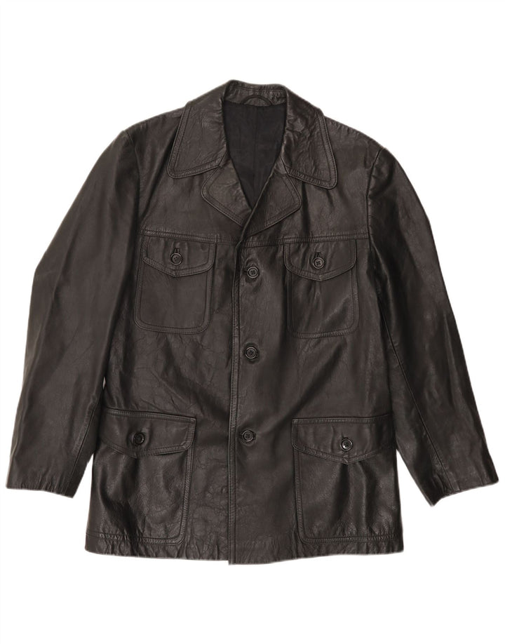 VINTAGE Herre Læderjakke UK 38 Medium Sort