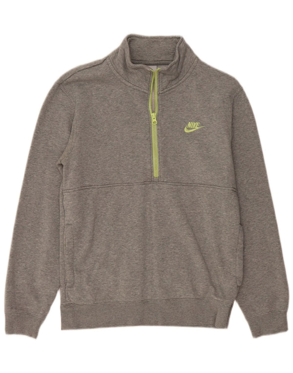 Nike Sweatshirt med lynlås til kvinder UK 10 lille grå flækket bomuld