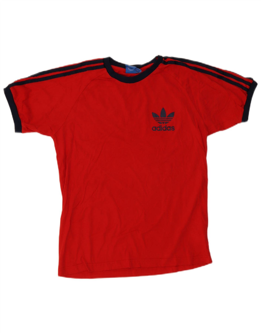 ADIDAS Dame T-Shirt Top UK 16 Stor Rød Bomuld