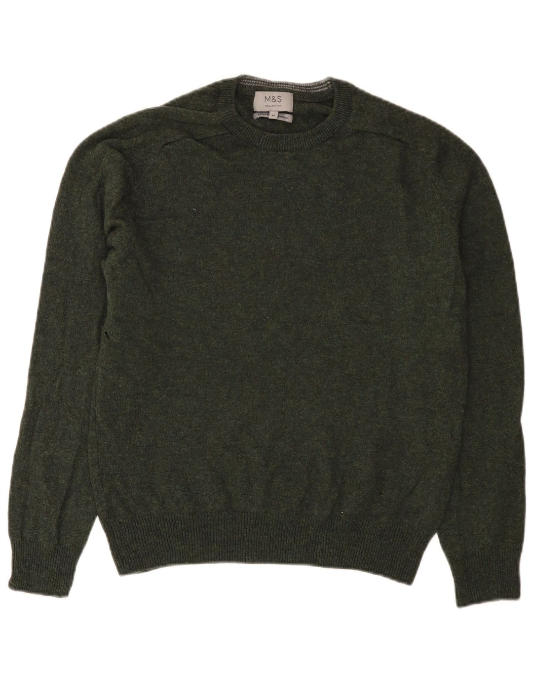 Marks & Spencer Herre sweater med rund hals, mellemgrøn uld