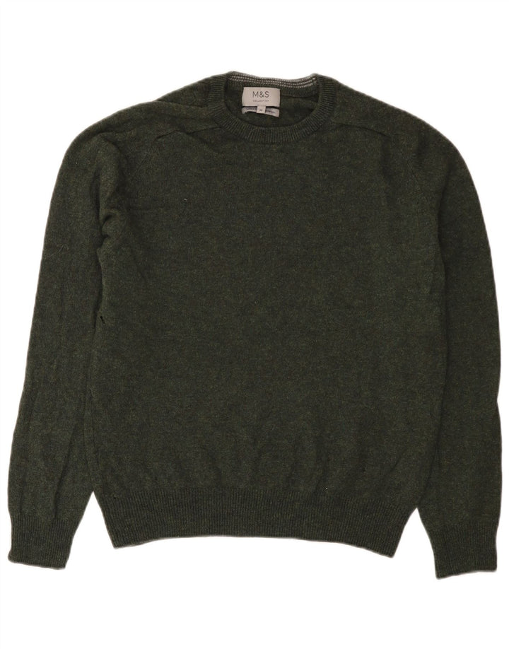 Marks & Spencer Herre sweater med rund hals, mellemgrøn uld
