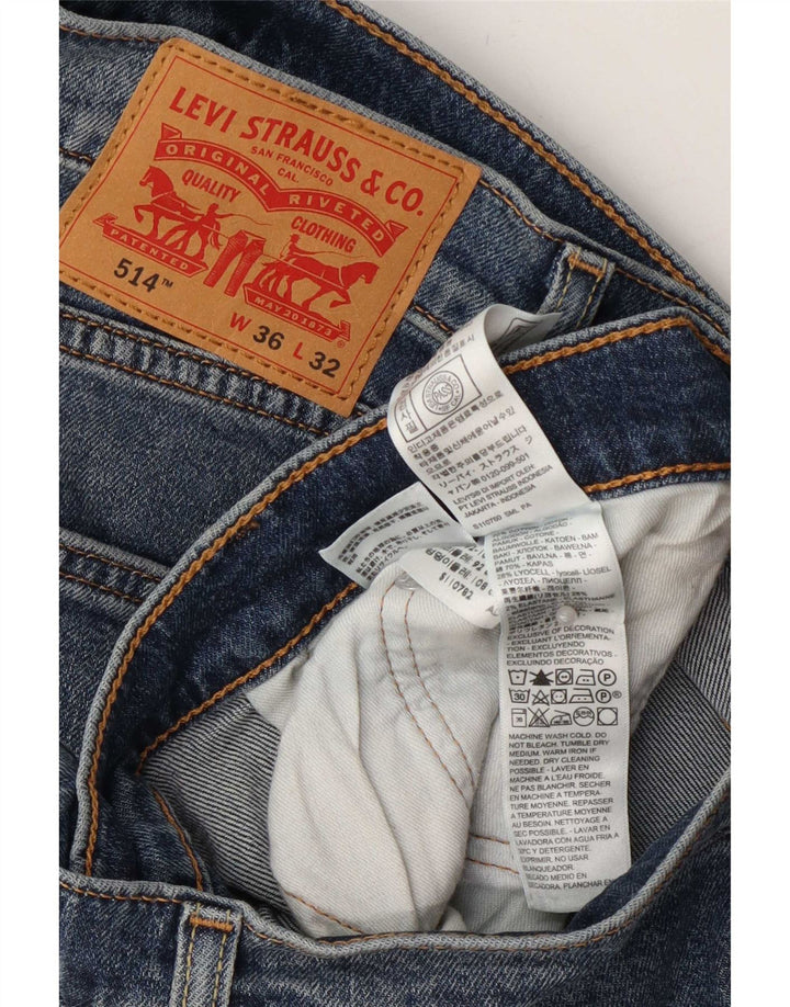 Levi's Herre 514 lige jeans W36 L32 blå bomuld