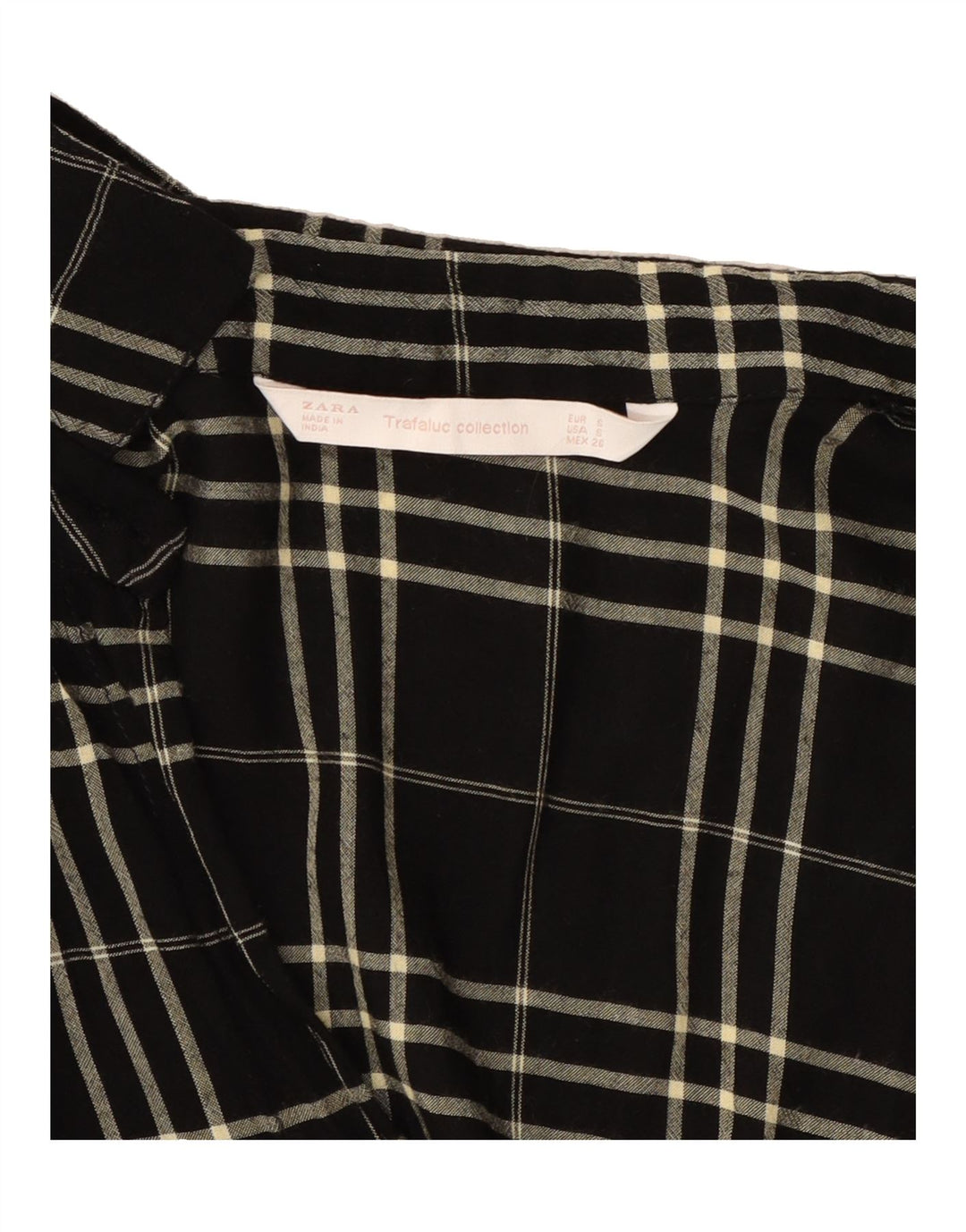 ZARA Womens Shirt Dress UK 10 Small Black Check Viscose Vintage Zara and Second-Hand Zara from Messina Hembry 
