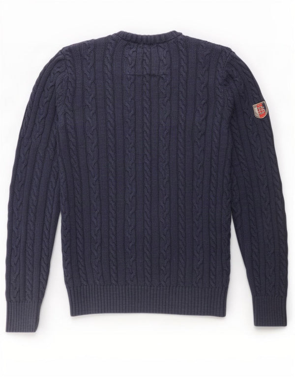 Superdry Mens Crew Neck Jumper Sweater Large Navy Blue Cotton