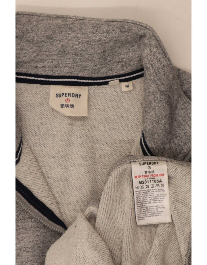 Superdry Sweatshirt med lynlås til mænd, mellemgrå, flækket bomuld