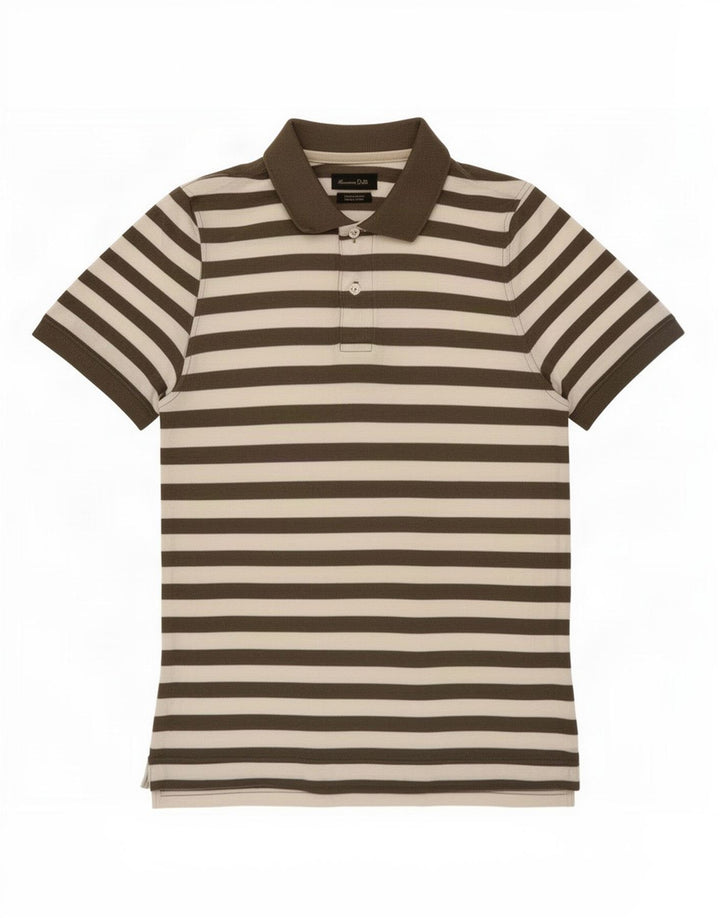 Massimo Dutti herre poloshirt Stor brun stribet bomuld