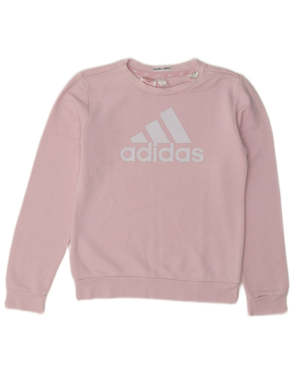 Adidas Girls Graphic Sweatshirt Jumper 9-10 år Pink Bomuld