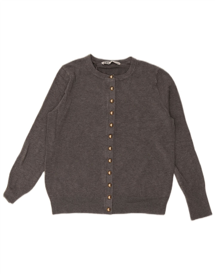 Zara Dame Cardigan Sweater UK 12 Medium Grey Viscose