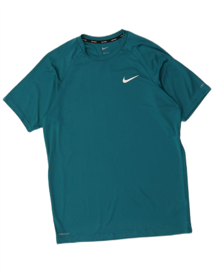 Nike Dri Fit T-shirt top mellemblå polyester til mænd