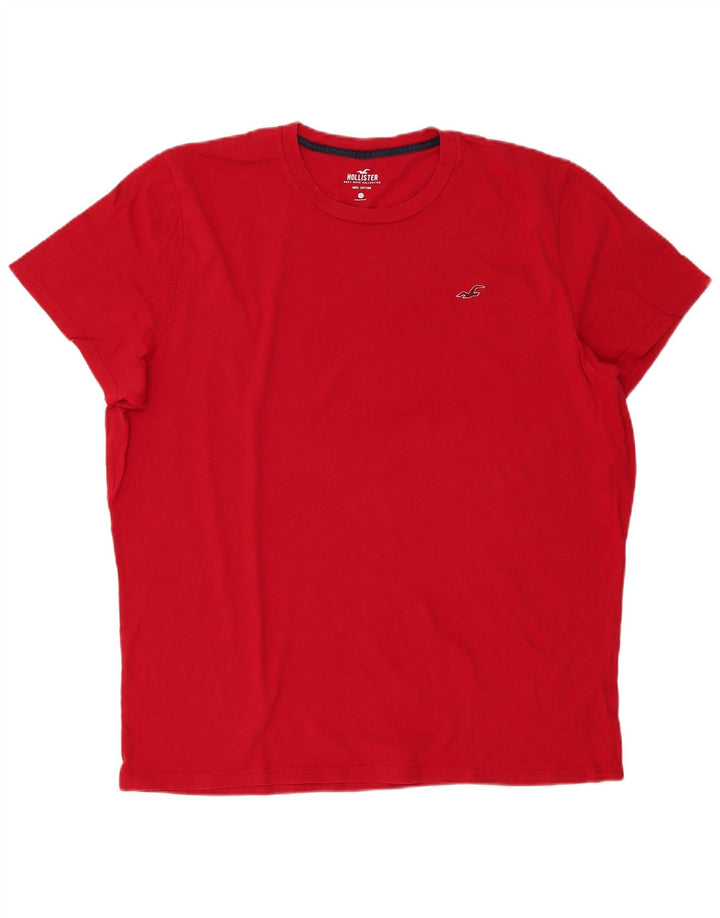 Hollister Herre T-Shirt Top 2XL Rød Bomuld
