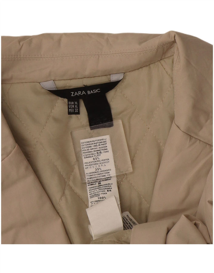 Zara Dame Blazer Jacket UK 18 XL Beige Polyester