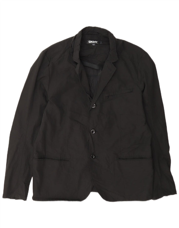 Dkny Herre 3 Knapper Blazer Jakke UK 40 Stor Sort Bomuld