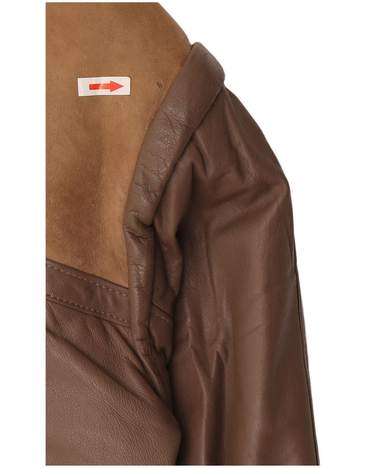 Vintage Herre Bomber Shearling Jacket IT 52 XL Brun