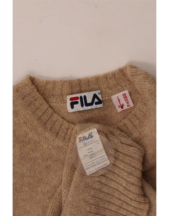 Fila Herre trøje med rund hals IT 50 Medium Brun Flecked Wool