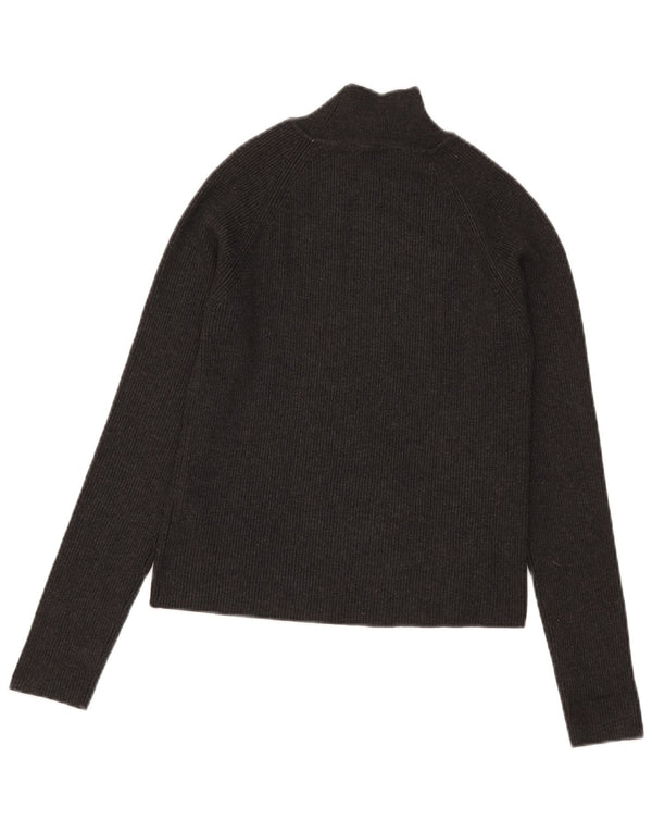 Zara Womens Crop Turtle Neck Jumper Sweater UK 14 Large Grey Viscose