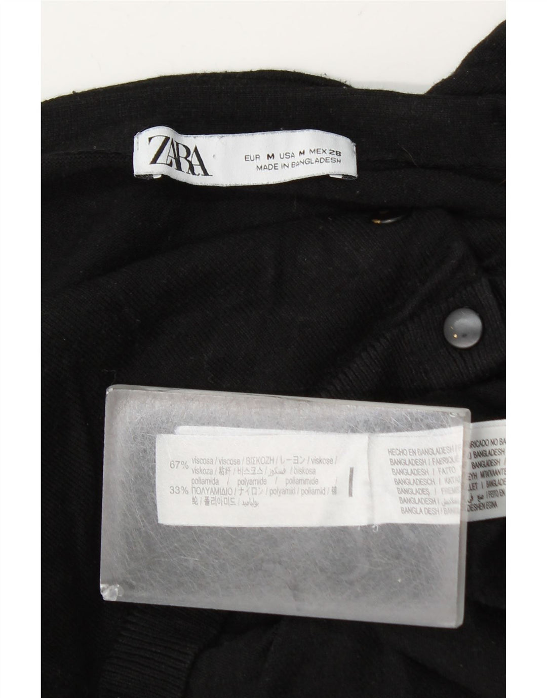 Zara Womens Crop Cardigan Sweater UK 12 Medium Black Viscose