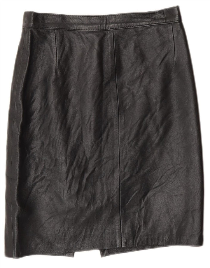 Vintage lædernederdel til kvinder IT 42 Medium W26 Sort