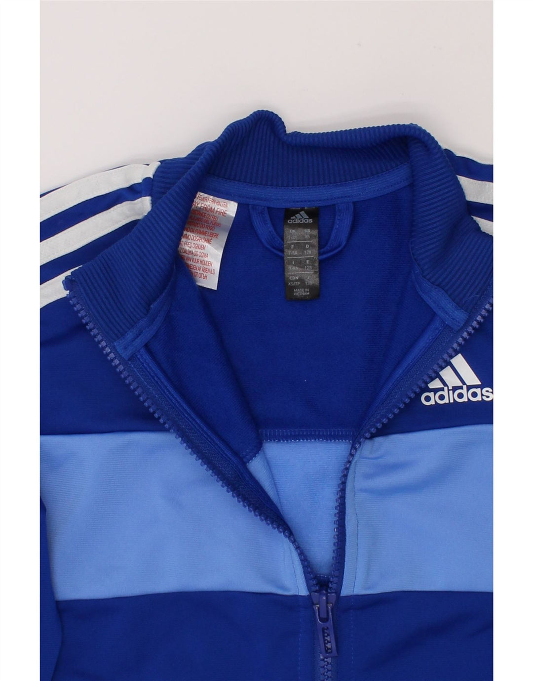 ADIDAS Boys Graphic Tracksuit Top Jacket 7-8 Years Blue Colourblock Vintage Adidas and Second-Hand Adidas from Messina Hembry 