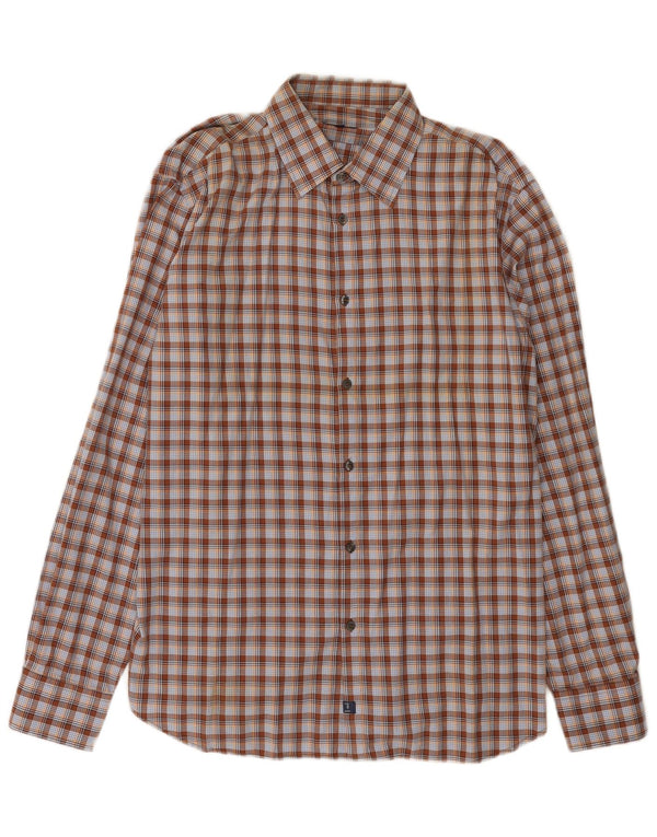 Trussardi Jeans Herreskjorte 2XL brun ternet bomuld