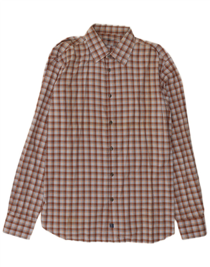 Trussardi Jeans Herreskjorte 2XL brun ternet bomuld