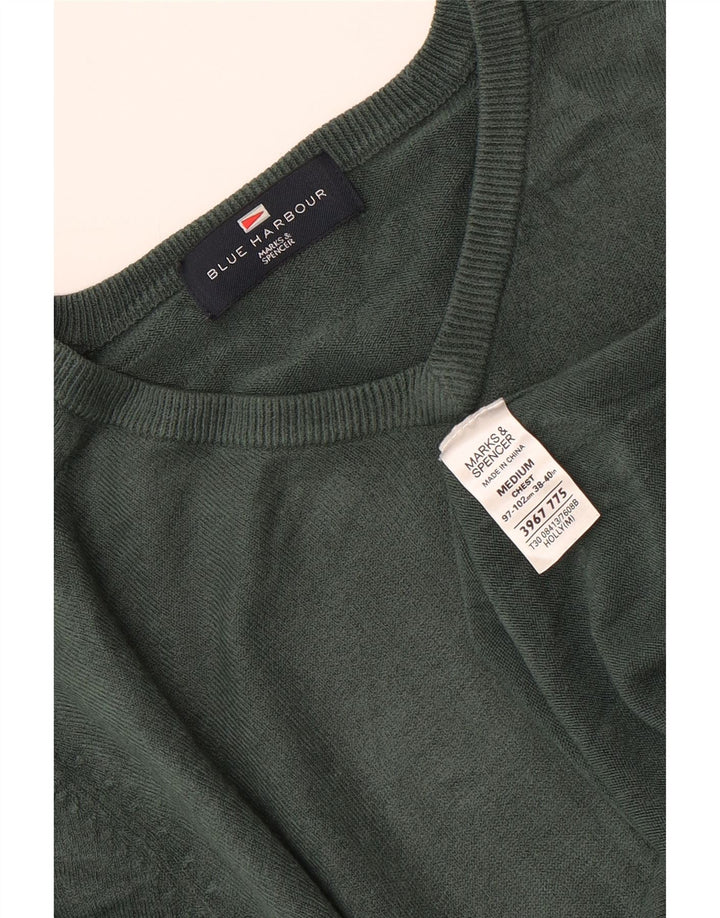 MARKS & SPENCER Herre V-hals sweater UK 38/40 Medium Green