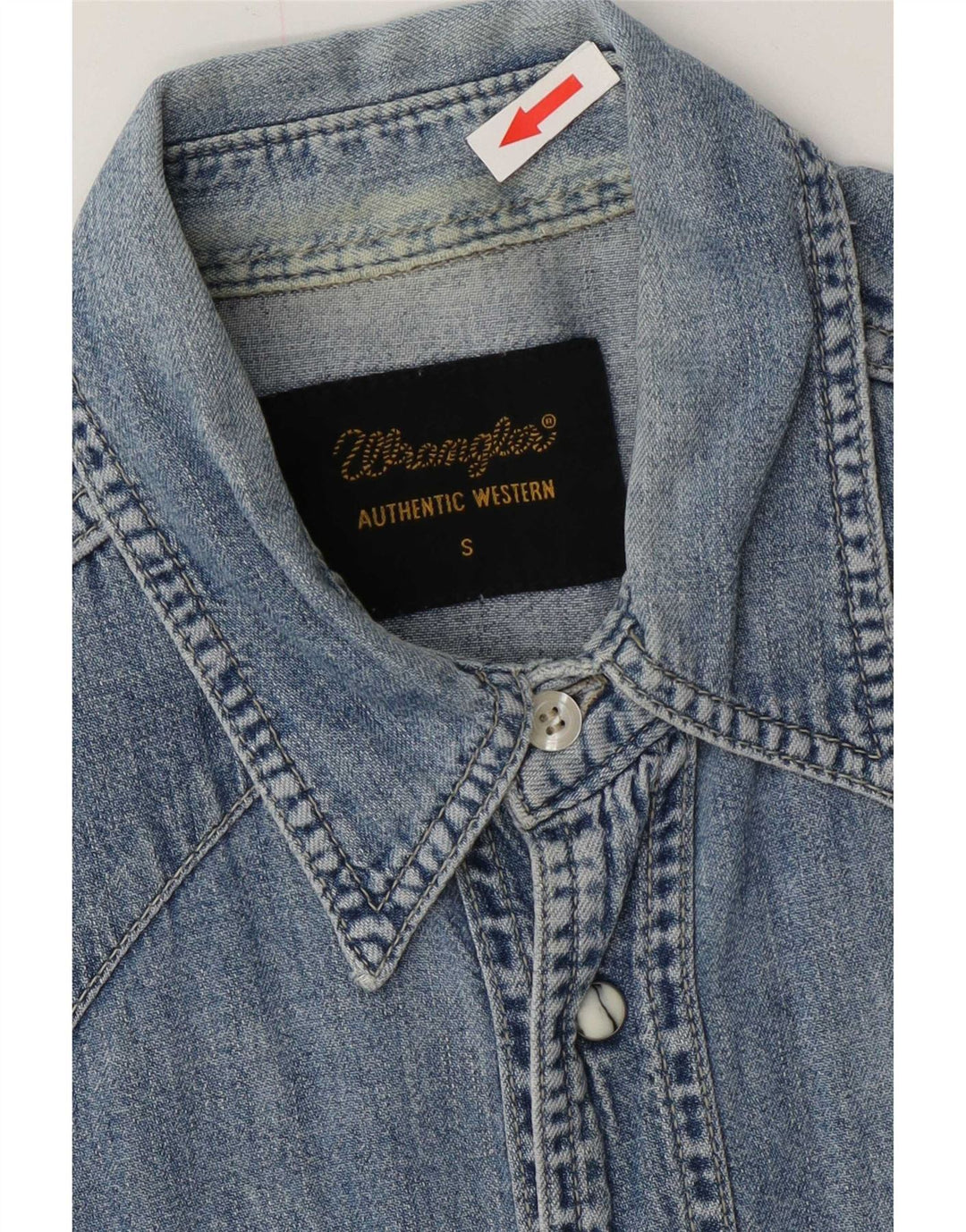 Wrangler vestlig denimskjorte til mænd, lille blå bomuld