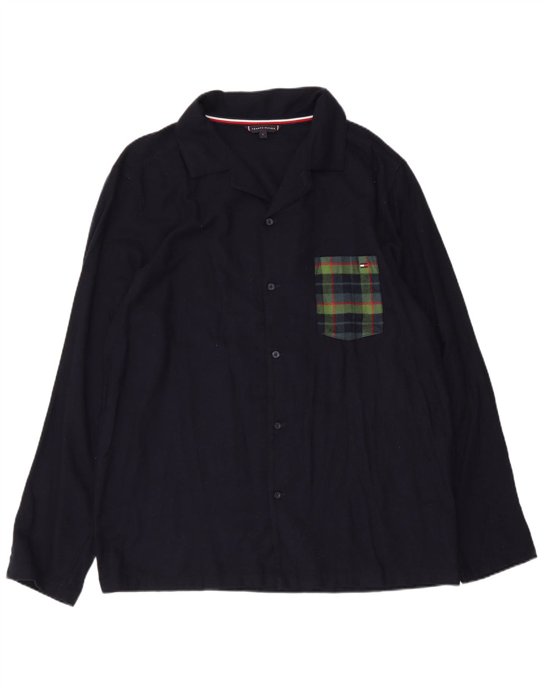 Tommy Hilfiger Herreskjorte Stor marineblå ternet viskose