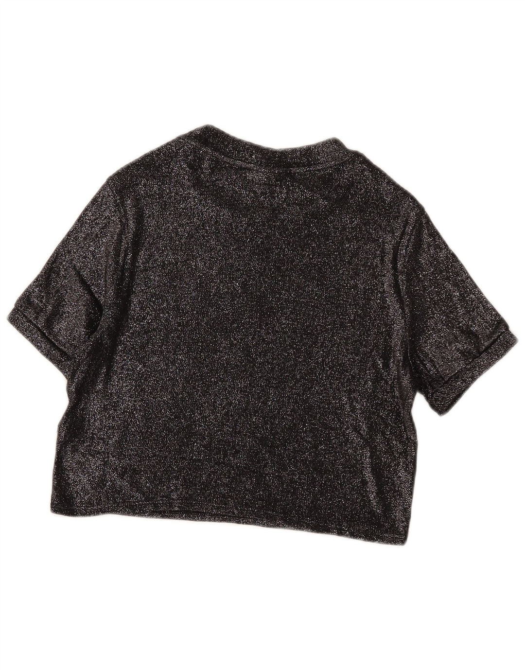 Topshop Dame Crop Bluse Top UK 14 Large Black Viscose
