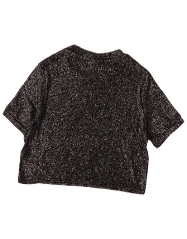 Topshop Dame Crop Bluse Top UK 14 Large Black Viscose