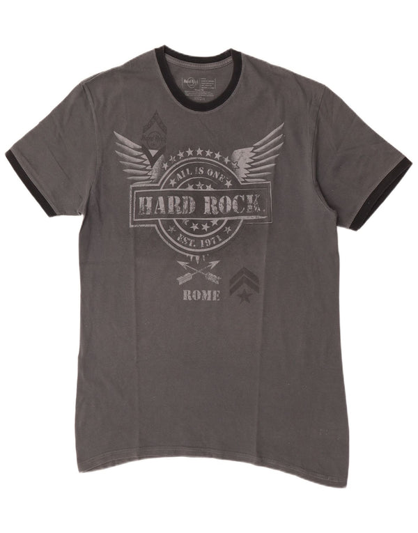 Hard Rock Cafe Herre Rom Grafisk T-Shirt Top Stor Grå Bomuld