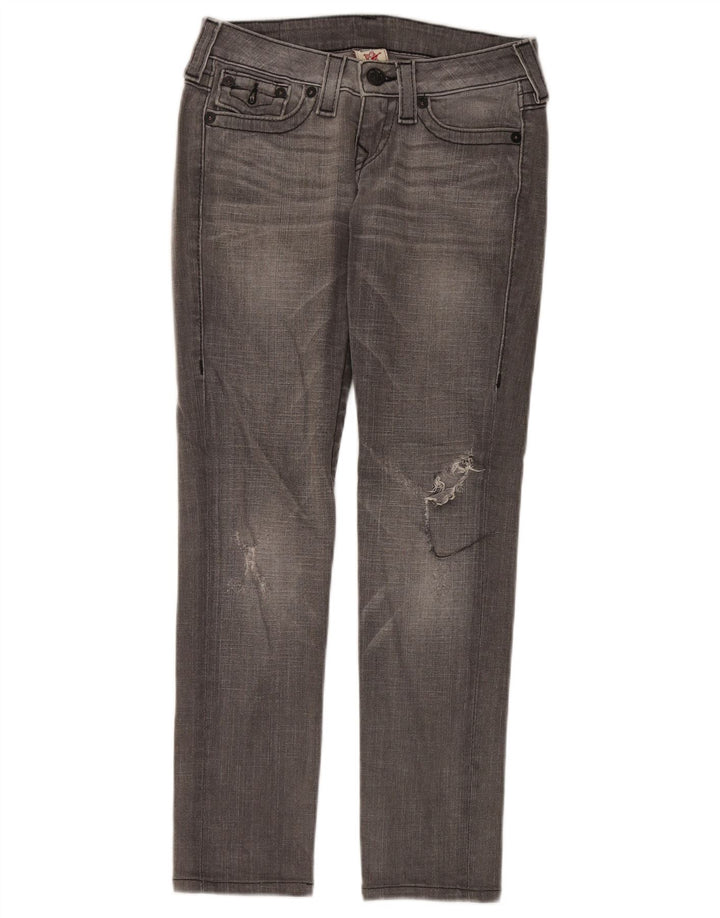 True Religion Kvinder Distressed Slim Jeans W26 L29 Grå Bomuld